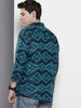 Men's Blue Relaxed Fit Textured Casual Shirt