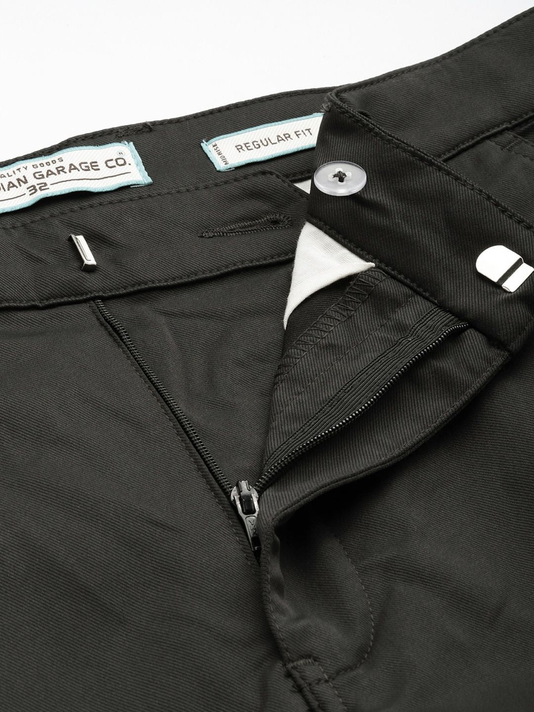 Men's Grey Regular Fit Casual Trousers