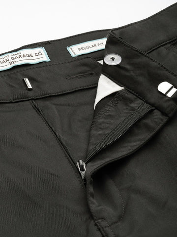 Men's Grey Regular Fit Casual Trousers
