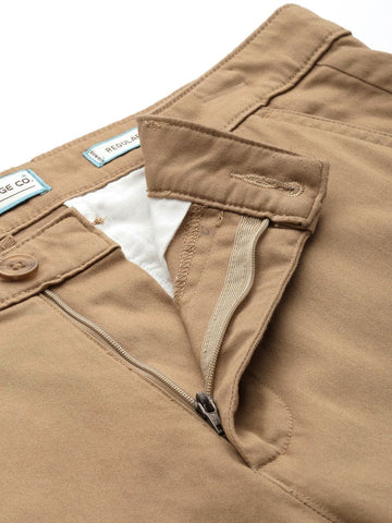 Men's Khaki Regular Fit Casual Chinos