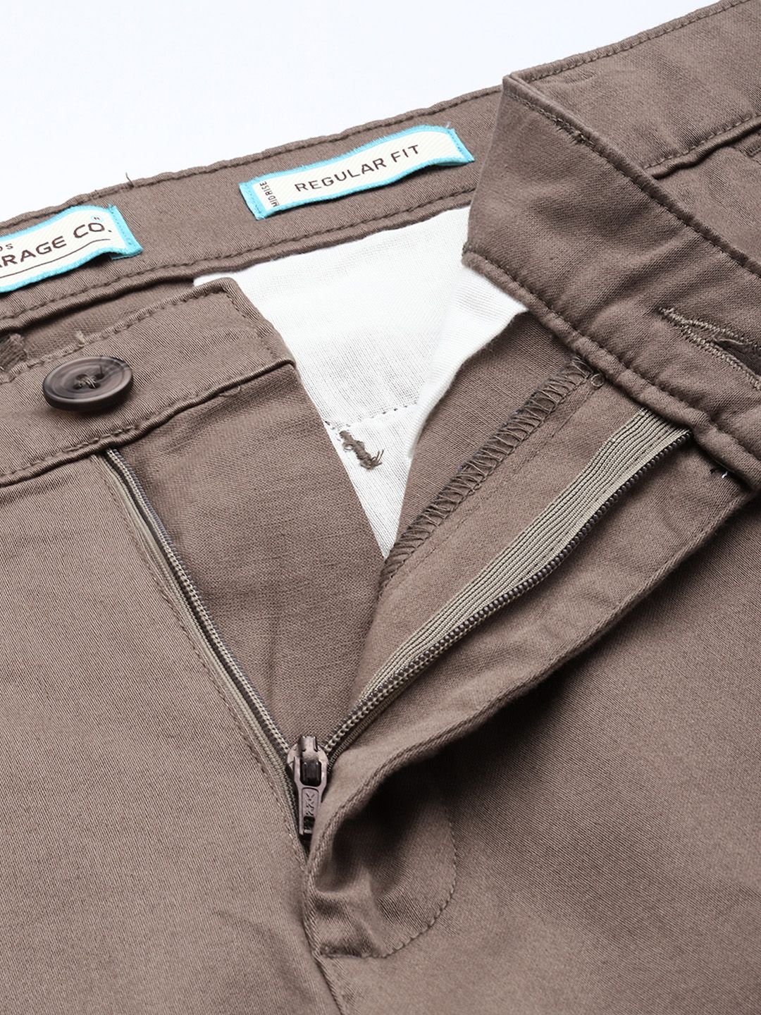 Men's Grey Regular Fit Casual Chinos