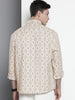 Men's Beige Relaxed Fit Printed Vintage Shirt