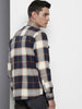 Men's Navy Blue Regular Fit Checked Casual Shirt