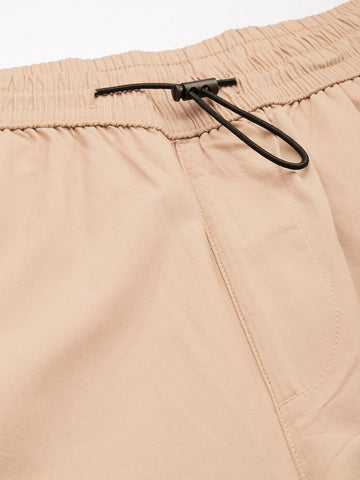 Men's Beige Relaxed Fit Solid Utility Cargo Jogger