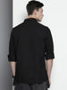 Men's Black Regular Fit Solid Textured Shirt