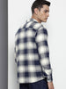 Men's Navy Blue Relaxed Fit Textured Casual Shirt