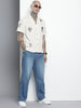 Men's White Relaxed Fit Embroided  Resort Wear Shirt