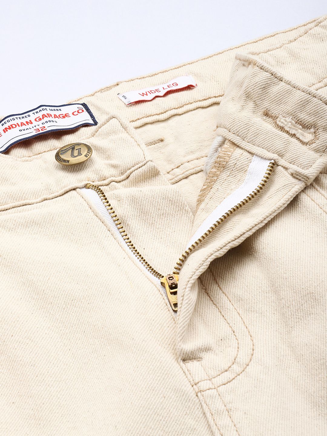 Men's Off White Wide Leg Fit Utility Jeans