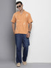 Men's Yellow Relaxed Fit Solid Resort Wear Shirt