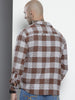 Men's Brown Relaxed Fit Checked Textured Shirt