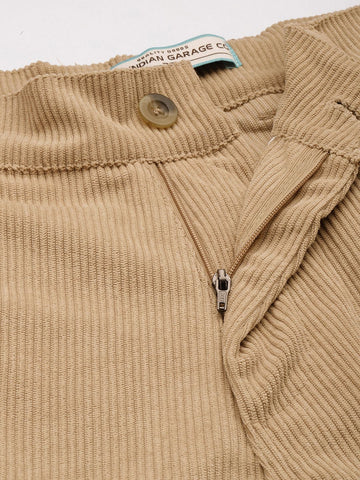 Men's Light Khaki Regular Fit Textured Casual Trouser