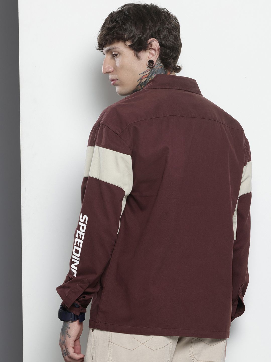 Men's Maroon Regular Fit Graphic Printed Street Wear Shirt