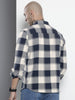 Men's Navy Blue Regular Fit Checked Casual Shirt