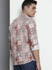 Men's Brown Regular Fit Indie Print Textured Shirt
