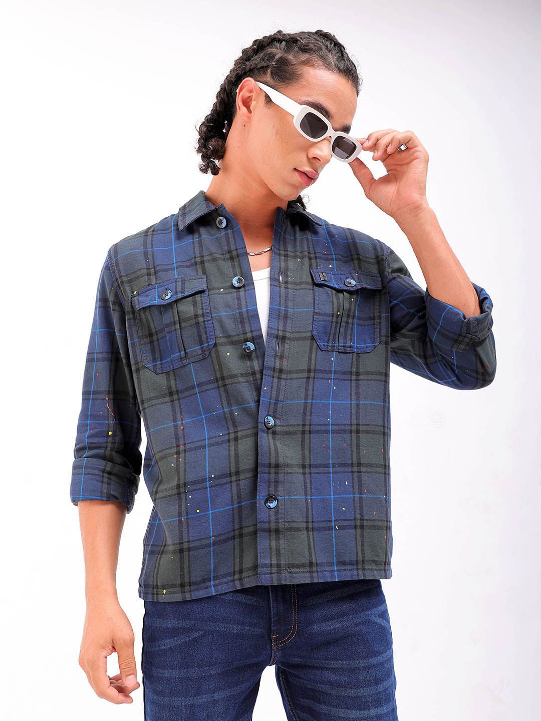 Men's Paint Splash Checks Shirt