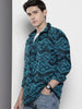 Men's Blue Relaxed Fit Textured Casual Shirt