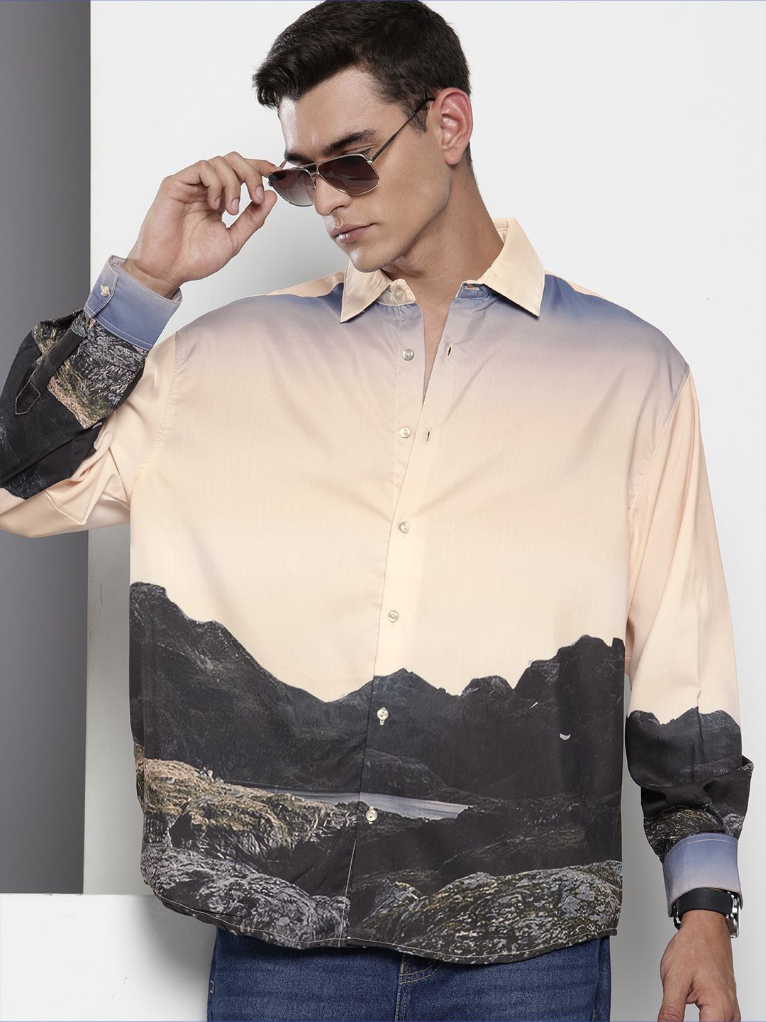 Men's Multicolor Oversized Metaverse Street Wear Shirt
