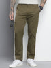 Men's Olive Regular Fit Casual Trousers