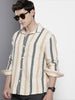 Men's Beige Relaxed Fit Textured Casual Shirt