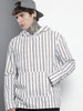 Men's Grey Relaxed Fit Striped Bohemian Shirt
