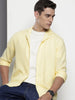 Men's Yellow Relaxed Fit Solid Textured Shirt
