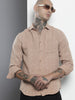 Men's Brown Slim Fit Striped Casual Shirt