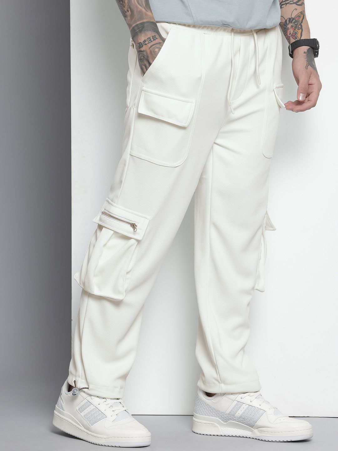 Men's White Relaxed Fit Street Joggers