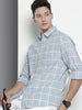 Men's Blue Slim Fit Checked Casual Shirt