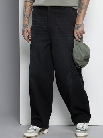 Men's Black Regular Fit Utility Jeans