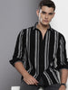 Men's Black Regular Fit Printed Casual Shirt