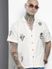 Men's White Relaxed Fit Embroided  Resort Wear Shirt