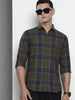 Men's Green Slim Fit Checked Casual Shirt