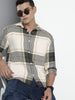 Men's Cream Relaxed Fit Textured Casual Shirt