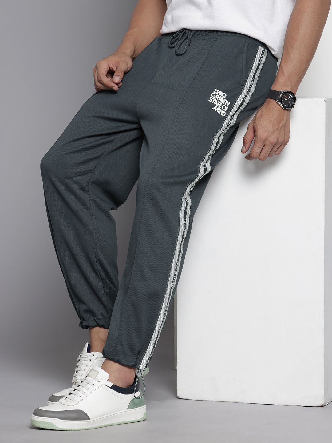 Men's Grey Relaxed Fit Street Joggers