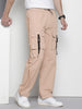 Men's Beige Relaxed Fit Solid Utility Cargo Jogger