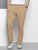 Men's Light Khaki Regular Fit Textured Casual Trouser