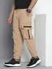 Men's Khaki Relaxed Fit Textured Corduroy Loose Joggers