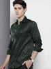 Men's Green Slim Fit Textured Party Wear Shirt