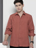 Men's Rust Regular Fit Solid Textured Shirt