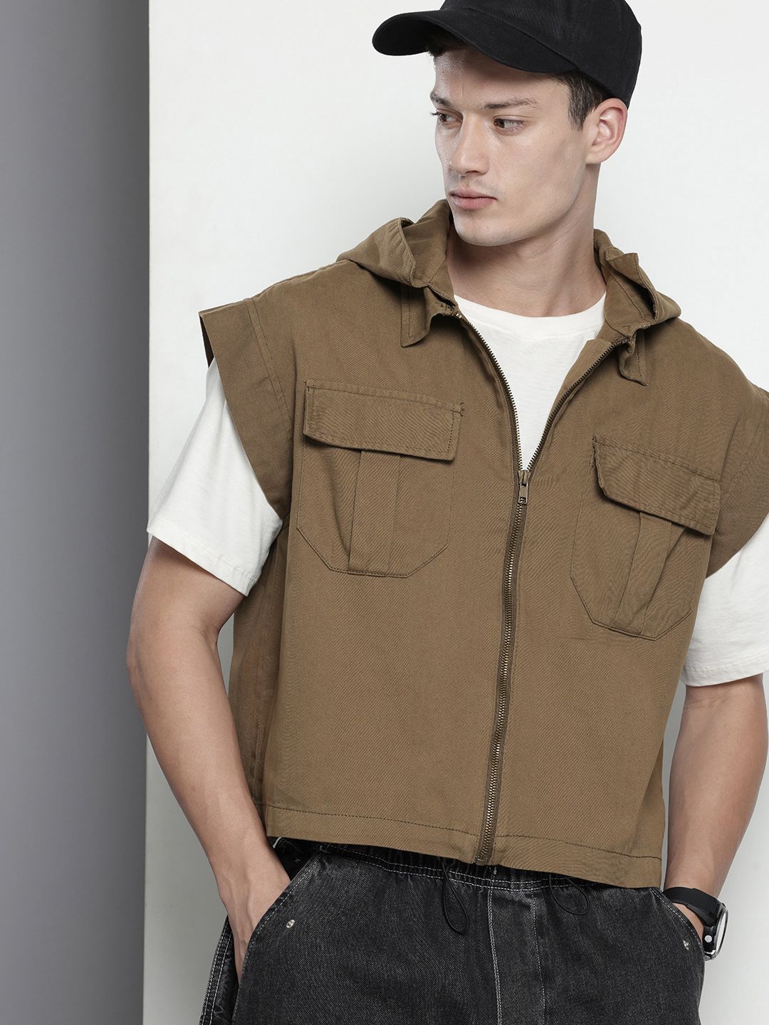Men's Olive Oversized Solid Street Wear Shirt