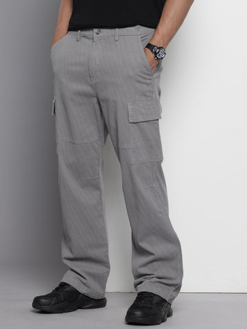 Men's Grey Relaxed Fit Utility Cargo