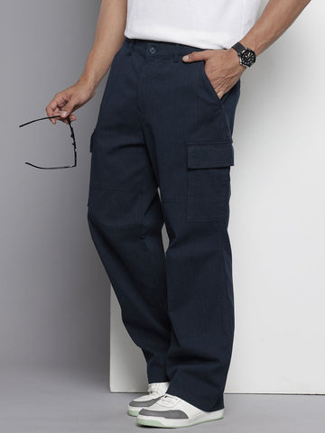 Men's Navy Relaxed Fit Utility Cargo