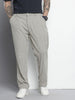 Men's Grey Straight Fit Textured Trousers