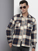 Men's Navy Blue Regular Fit Checked Casual Shirt