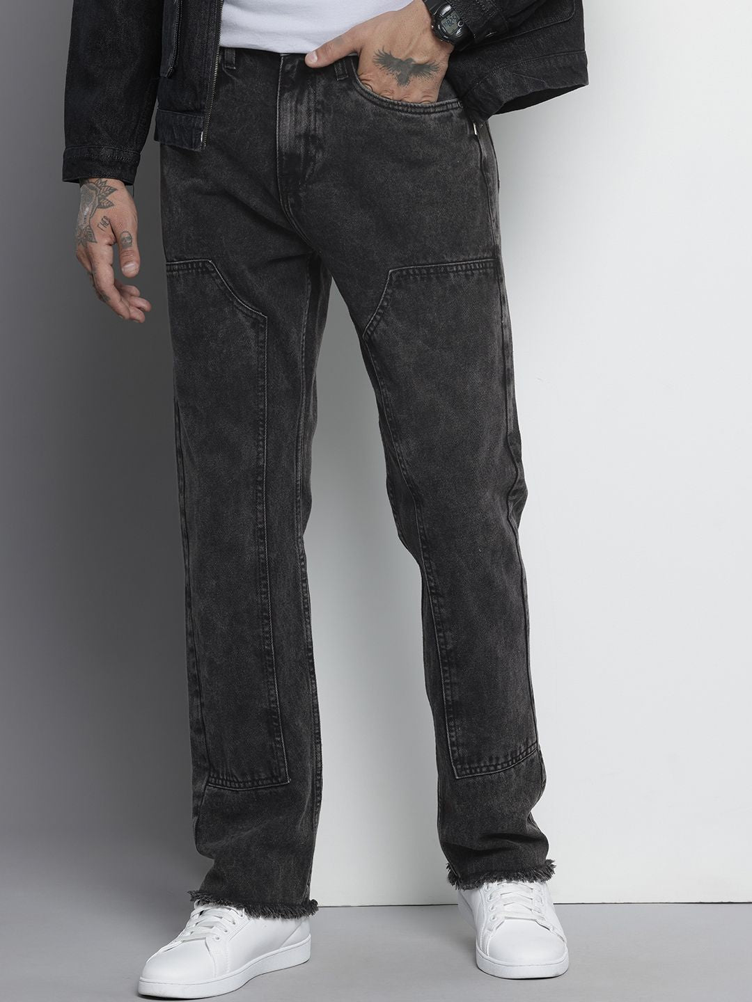 Men's Black Straight Fit Casual Jeans