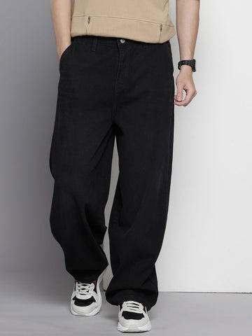 Men's Black Regular Fit Street Jeans