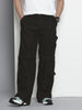 Men's Black Wide Leg Solid Convertible Cargo Jeans