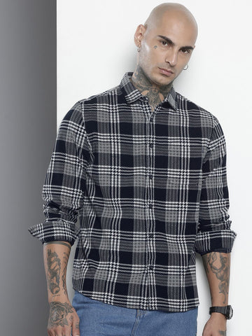 Men's Black Regular Fit Printed Casual Shirt