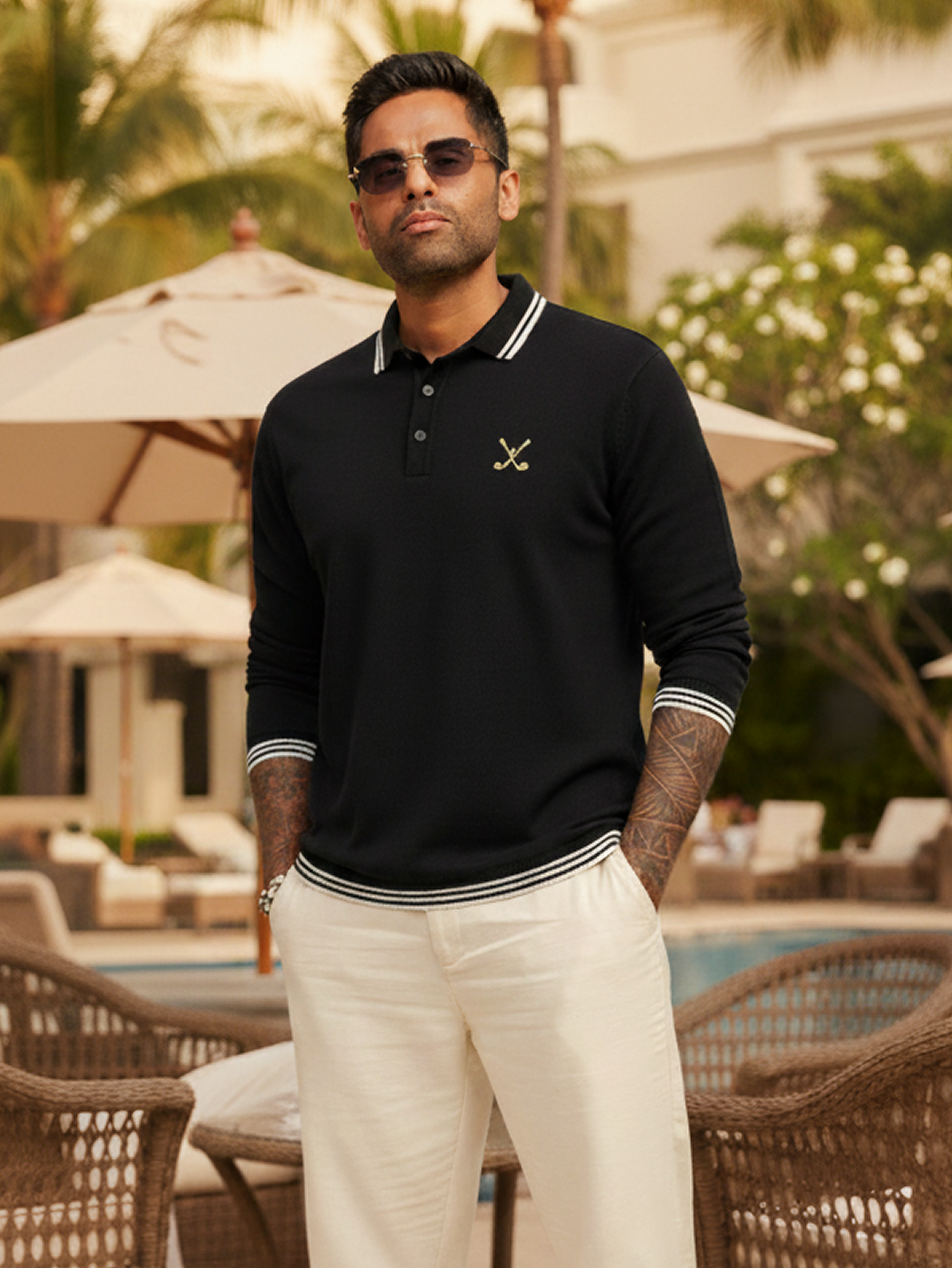 Men's Black Slim Fit Textured Flat Knit T-Shirt