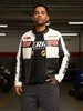 Men's White Slim Fit Embroided Casual Biker Jacket